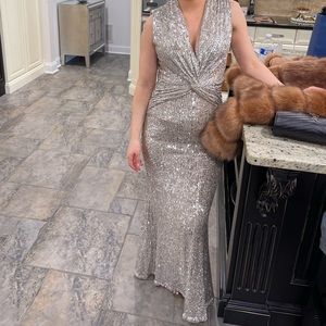 Silver sequin evening gown